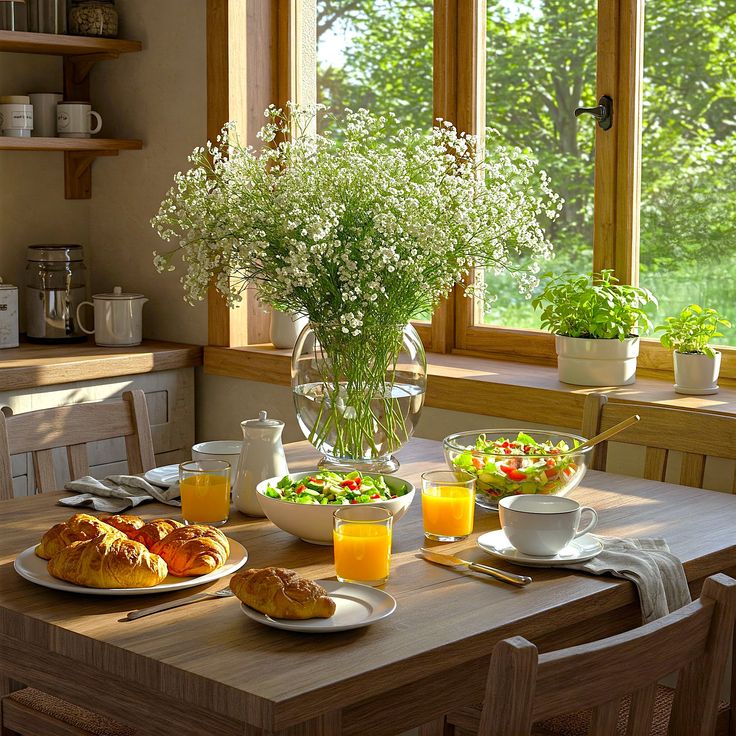 A person pausing to enjoy a simple meal at a sunny kitchen table